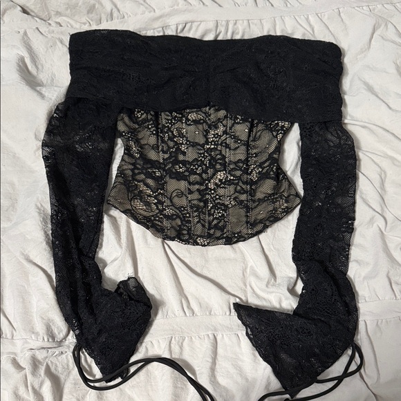Princess Polly Tops - Princess Polly Black Lace Off-Shoulder Top